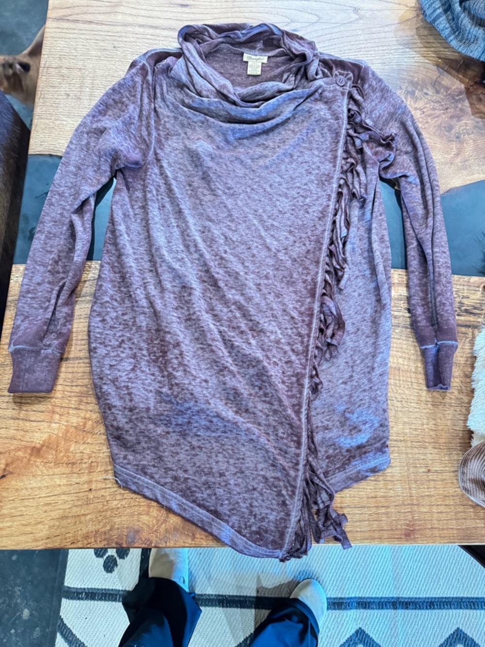 Wrangler Purple fringe Cowl Neck Sweater